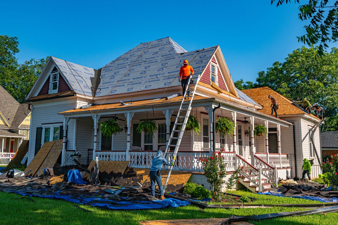 Full roof replacement in progress on a Carolina home